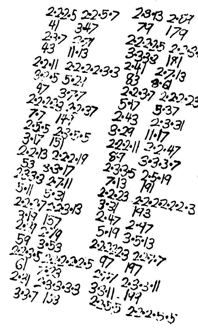 a sheet full of prime number doodles
