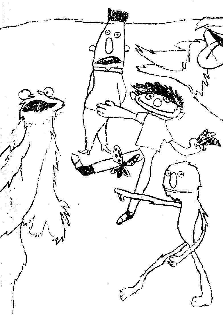 a sketch of Sesame Street characters